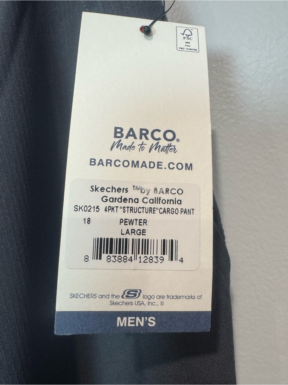 Skechers by Barco Men's Medical Scrubs Cargo Pant Gray Size Large NWT - Picture 3 of 16